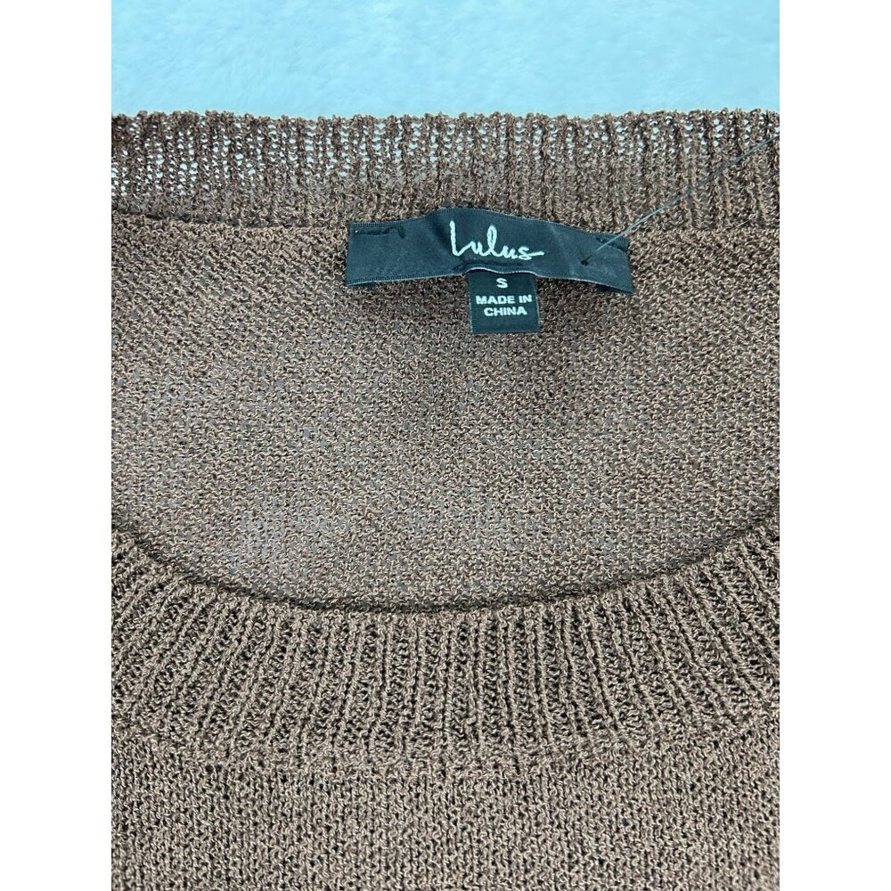 NWT Lulus Sweater Small Lightweight Acrylic Knit Womens Brown Pullover - Picture 2 of 11